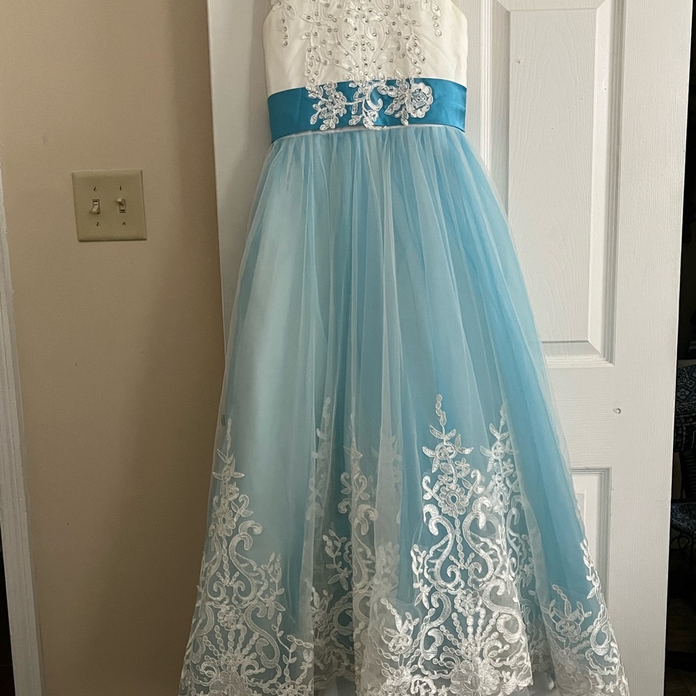 Elegant Blue and White Kids Dress